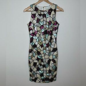 Delilah Sequin Mosaic Cocktail Dress Size XS